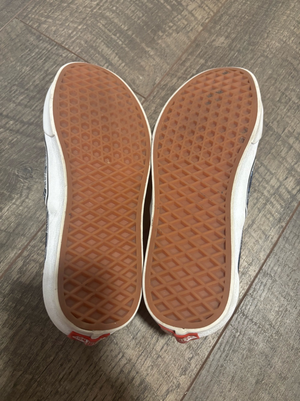 Vans Navy Slip-On Sneakers with White Wireframe Skull Pattern - Picture 4 of 5